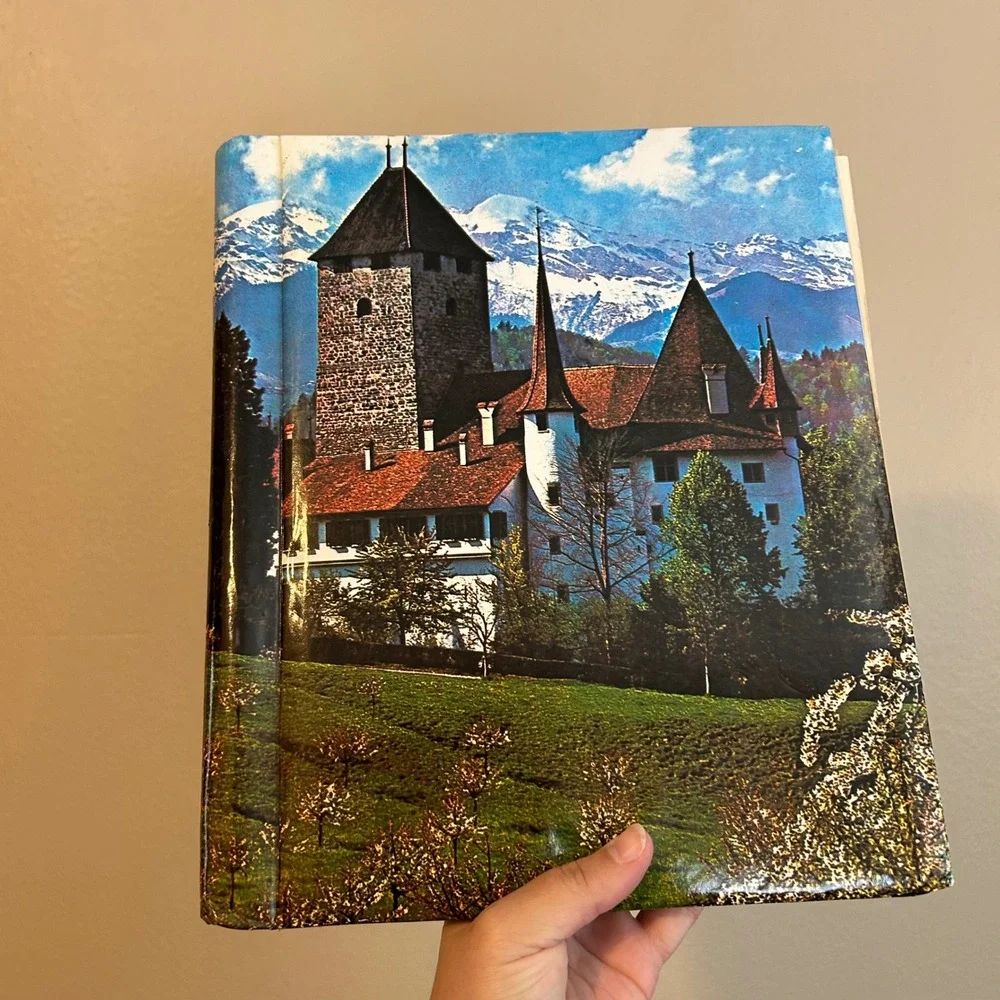 Vintage Castle Paper Photo Album 70s Switzerland Spiez Castle Keepsake Gifting